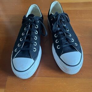 Converse Black and Cream Low-Top Canvas Sneakers